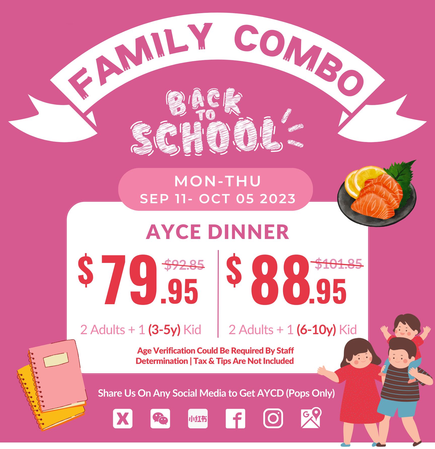 Family combo. Back to school promotion